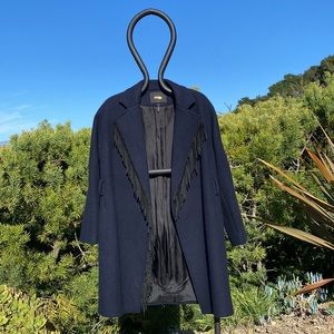 Unique Maje Long Fringe Coat with Belt Tie